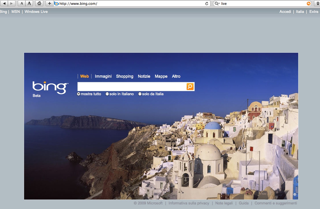 Il motore di ricerca Microsoft Bing scala il mercato americano
